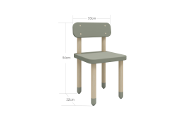 8210059132 Flexa Dreven stolika s operadlom pre deti sivozelen Dots 4