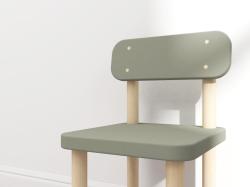 8210059132 Flexa Dreven stolika s operadlom pre deti sivozelen Dots 3