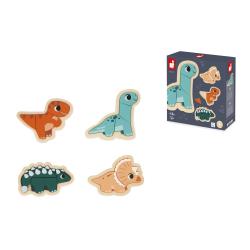 Drevené vkladacie puzzle pre deti Dinosaury 4v1 Dino Janod